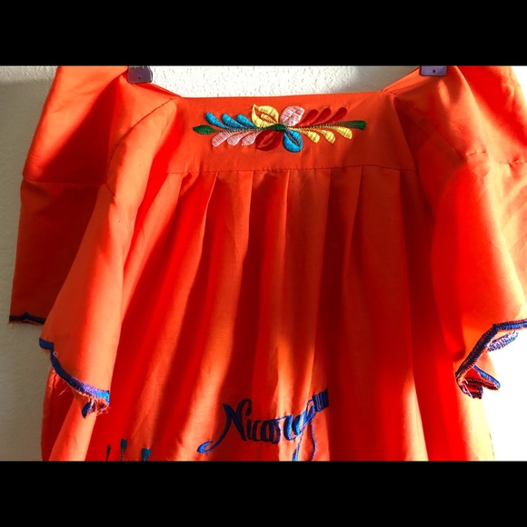 New✨Orange embroidered Nicaragua dress - Picture 4 of 7